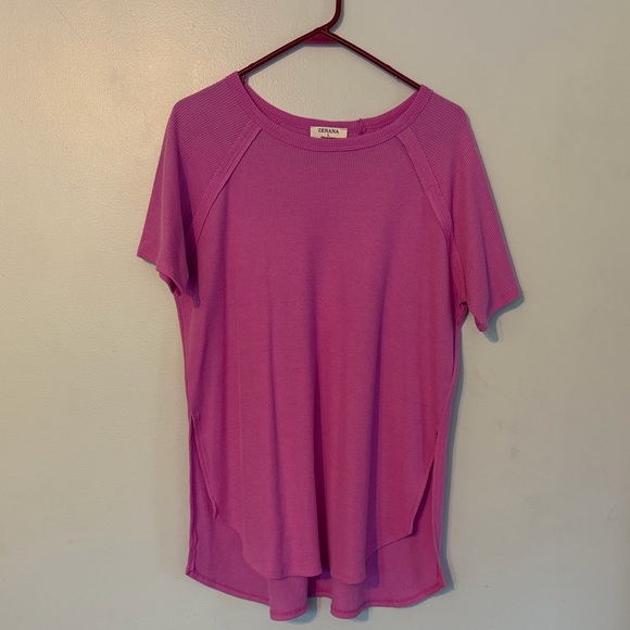 Zenana Outfitters Tops - Zenana Outfitters Bright Lilac Short-Sleeve Knit Top